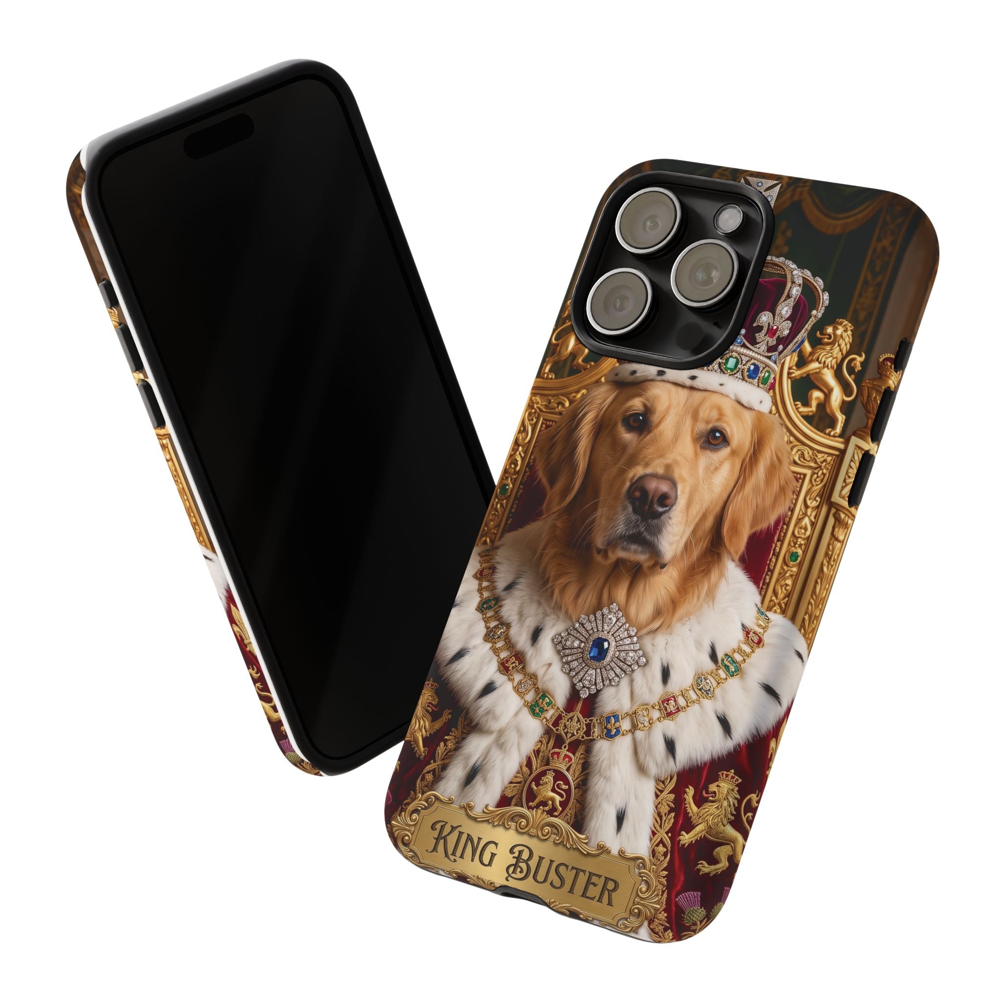 Custom Dog Portrait Phone Case | "King Buster" Regal Golden Retriever Protective Case