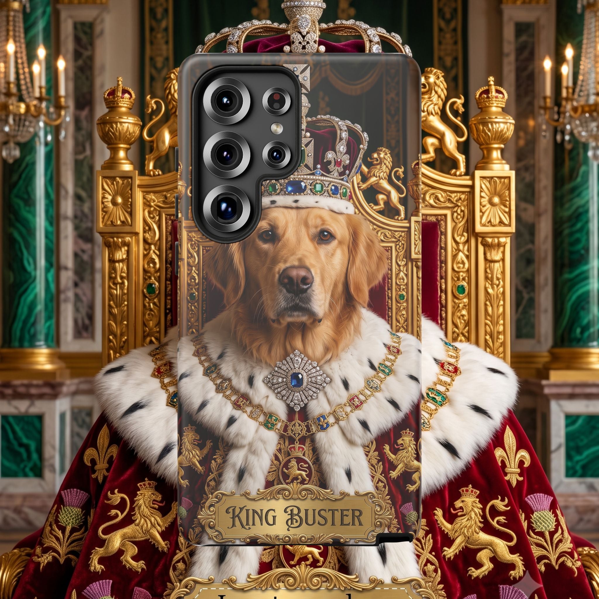 Custom Dog Portrait Phone Case | "King Buster" Regal Golden Retriever Protective Case