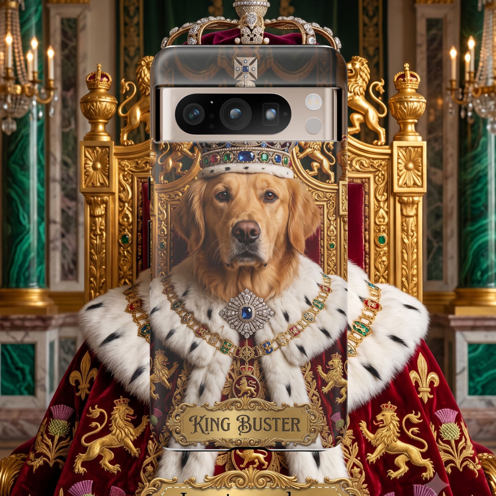 Custom Dog Portrait Phone Case | "King Buster" Regal Golden Retriever Protective Case