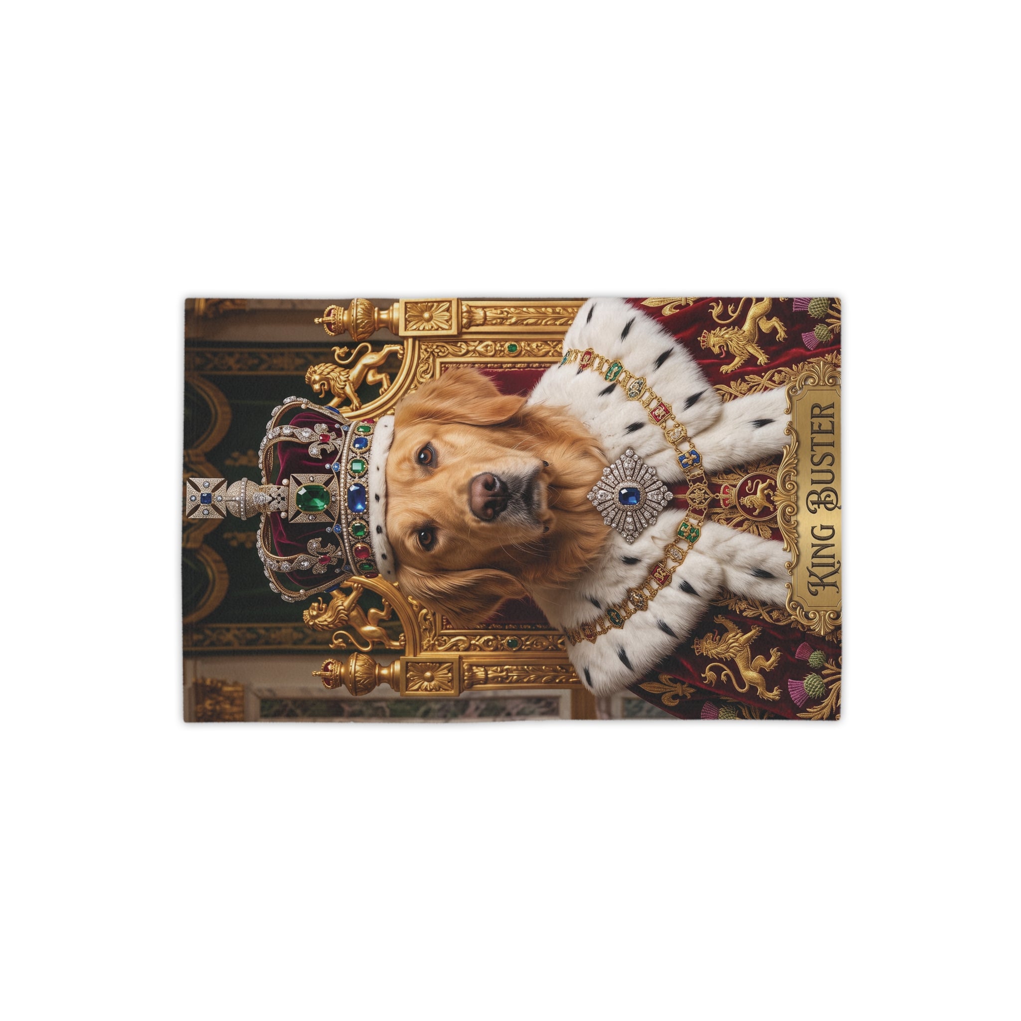 Personalozed King Buster Royal Dog Beach Towel | Golden Retriever Throne Design