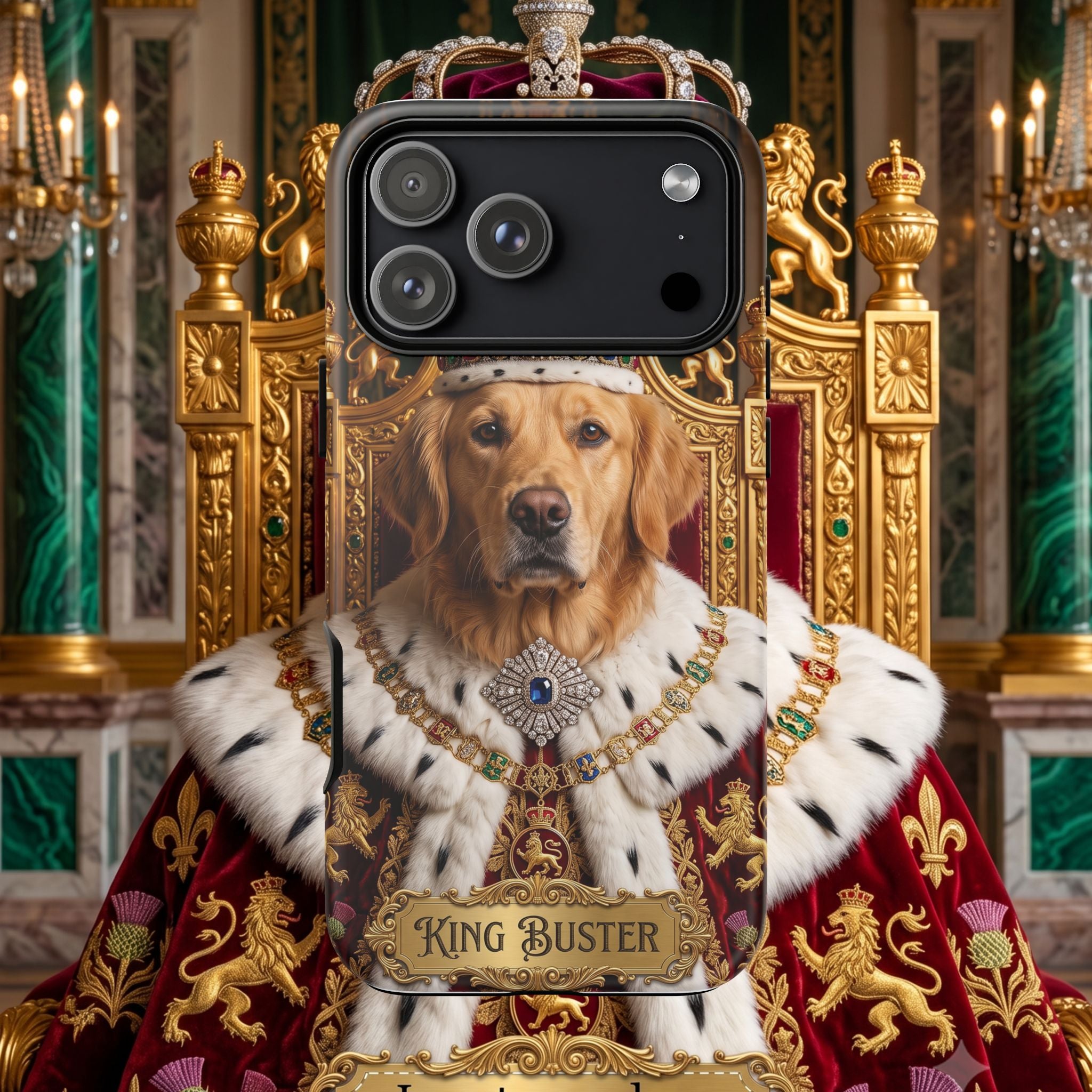 Custom Dog Portrait Phone Case | "King Buster" Regal Golden Retriever Protective Case