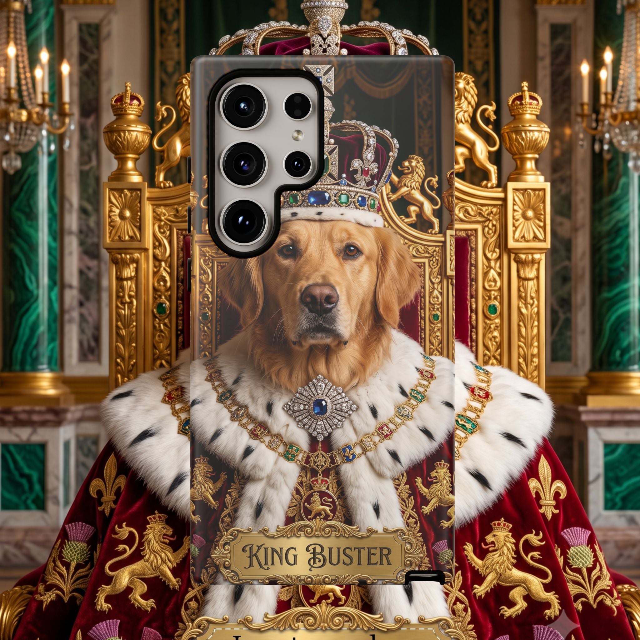 Custom Dog Portrait Phone Case | "King Buster" Regal Golden Retriever Protective Case