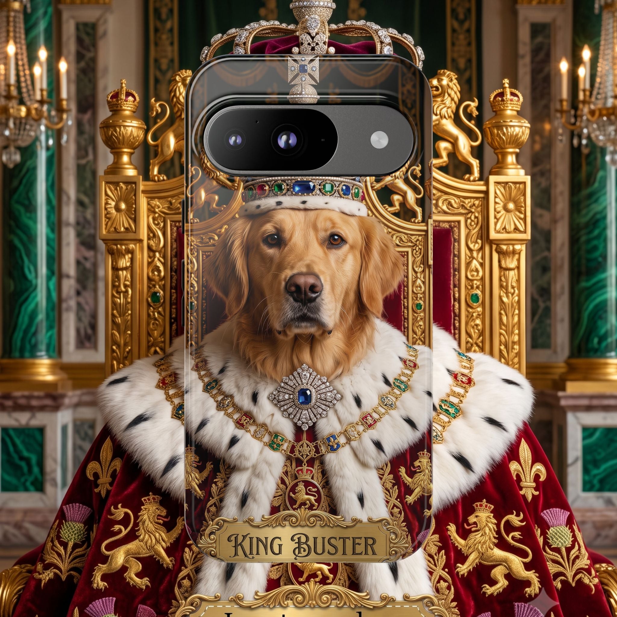 Custom Dog Portrait Phone Case | "King Buster" Regal Golden Retriever Protective Case