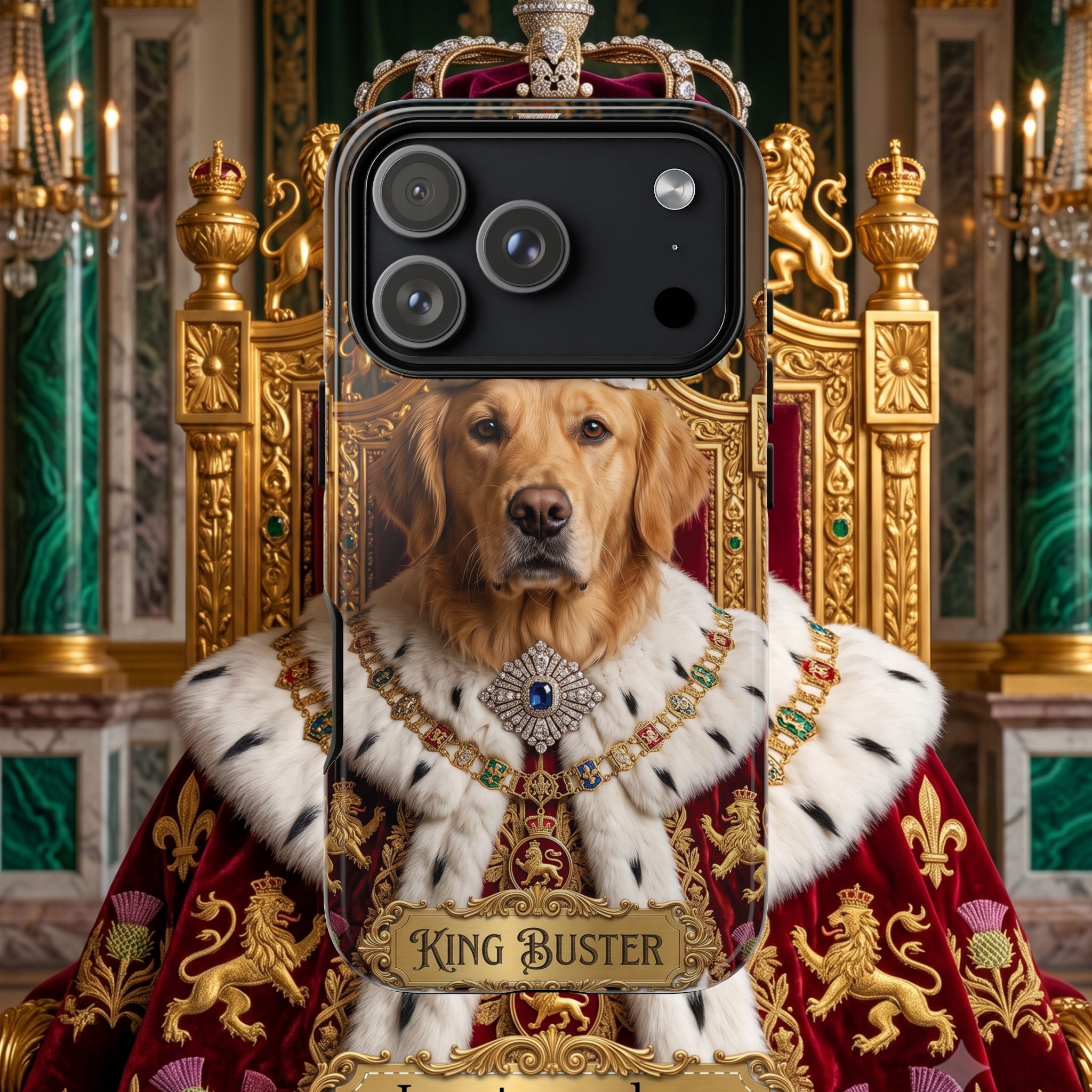 Custom Dog Portrait Phone Case | "King Buster" Regal Golden Retriever Protective Case