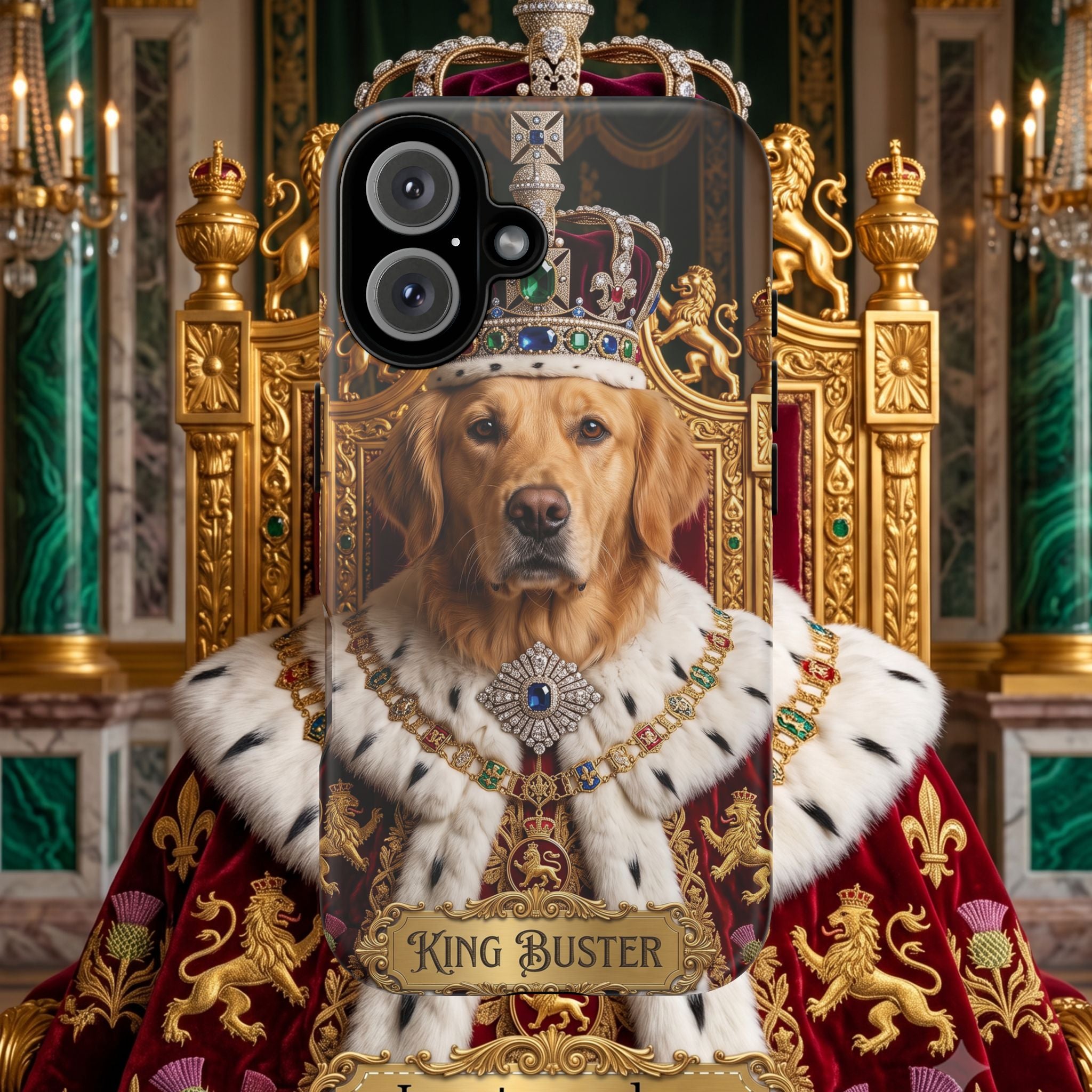 Custom Dog Portrait Phone Case | "King Buster" Regal Golden Retriever Protective Case