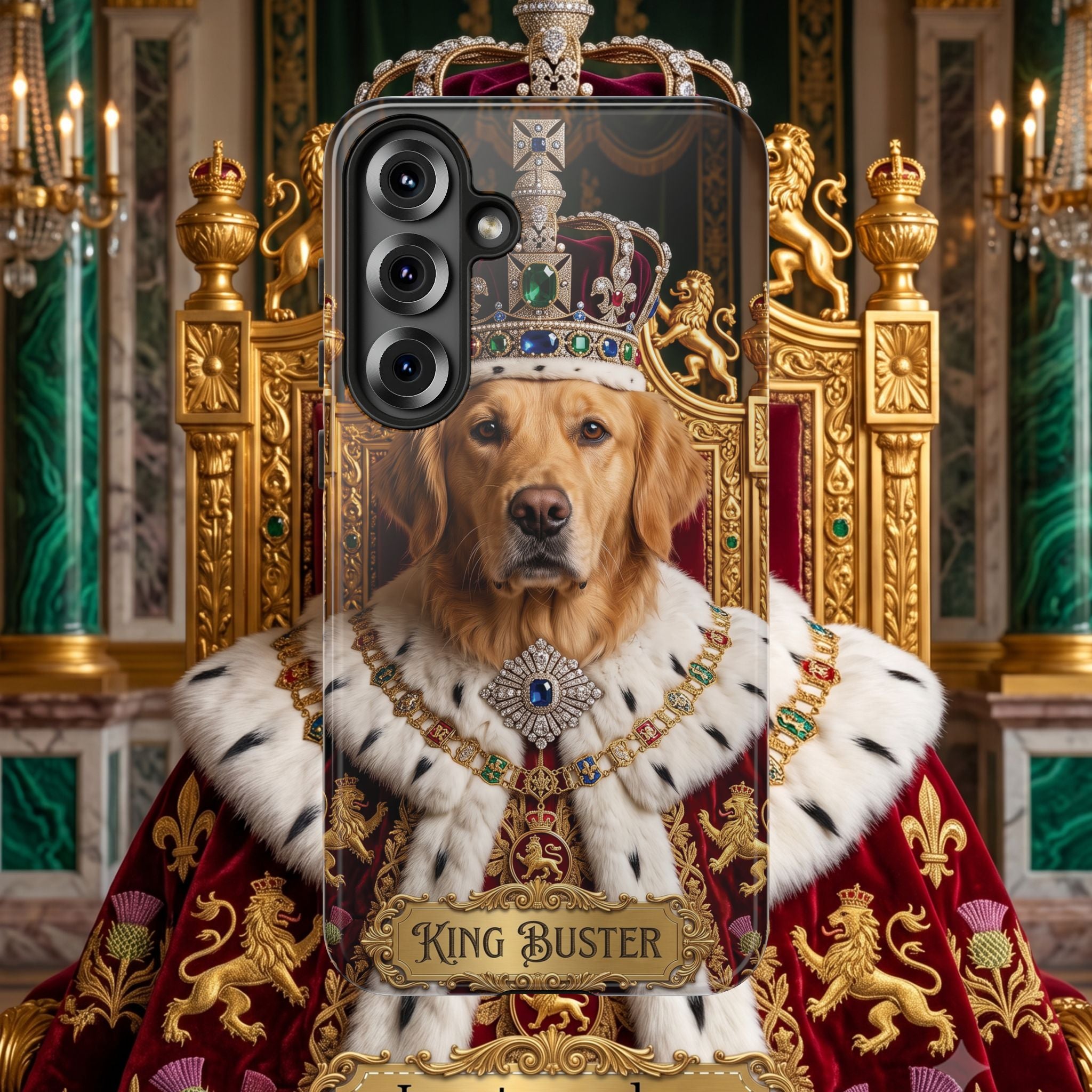 Custom Dog Portrait Phone Case | "King Buster" Regal Golden Retriever Protective Case