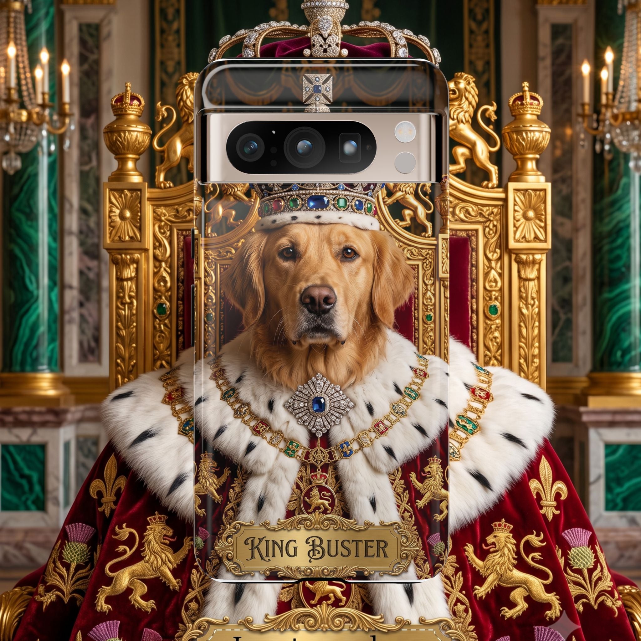 Custom Dog Portrait Phone Case | "King Buster" Regal Golden Retriever Protective Case