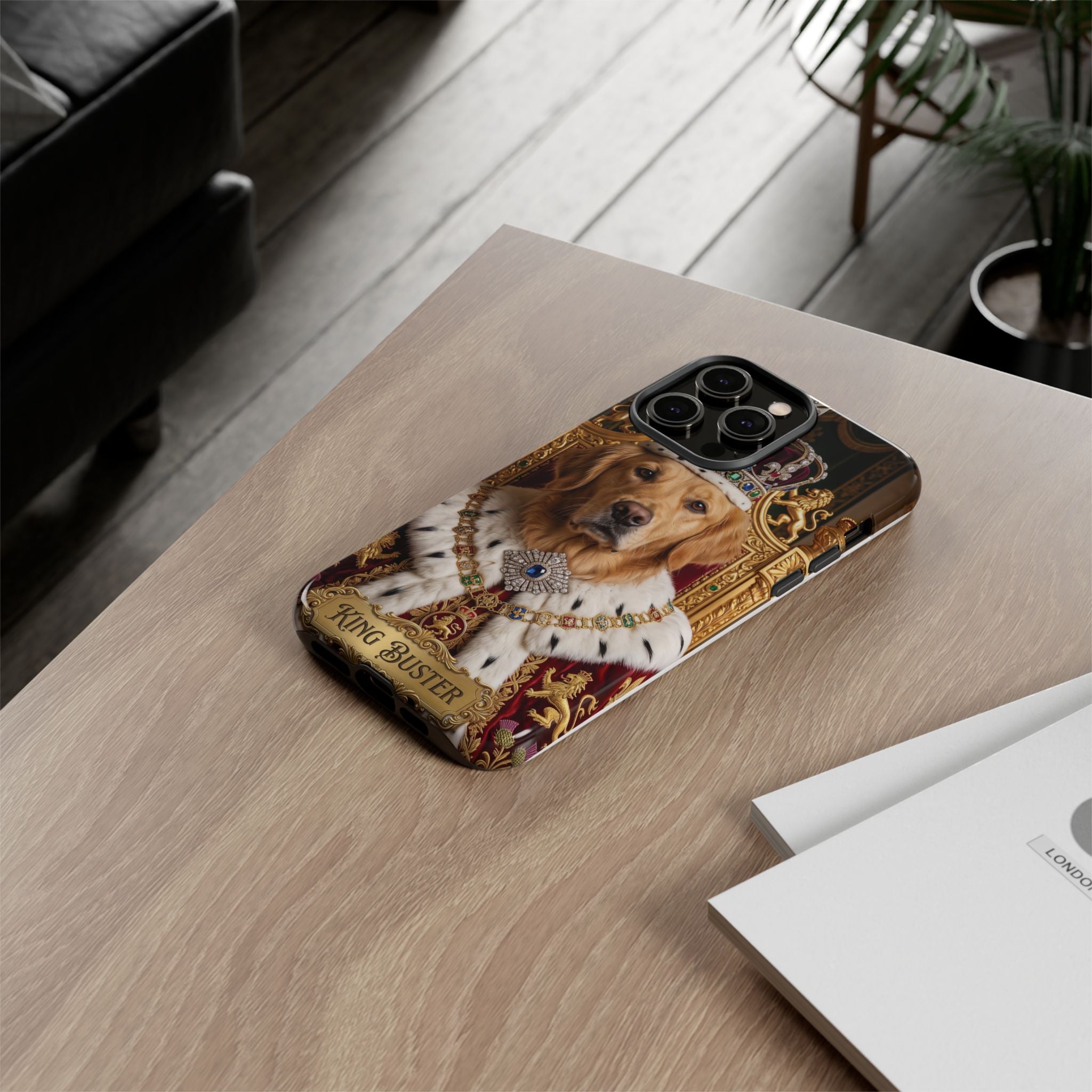 Custom Dog Portrait Phone Case | "King Buster" Regal Golden Retriever Protective Case
