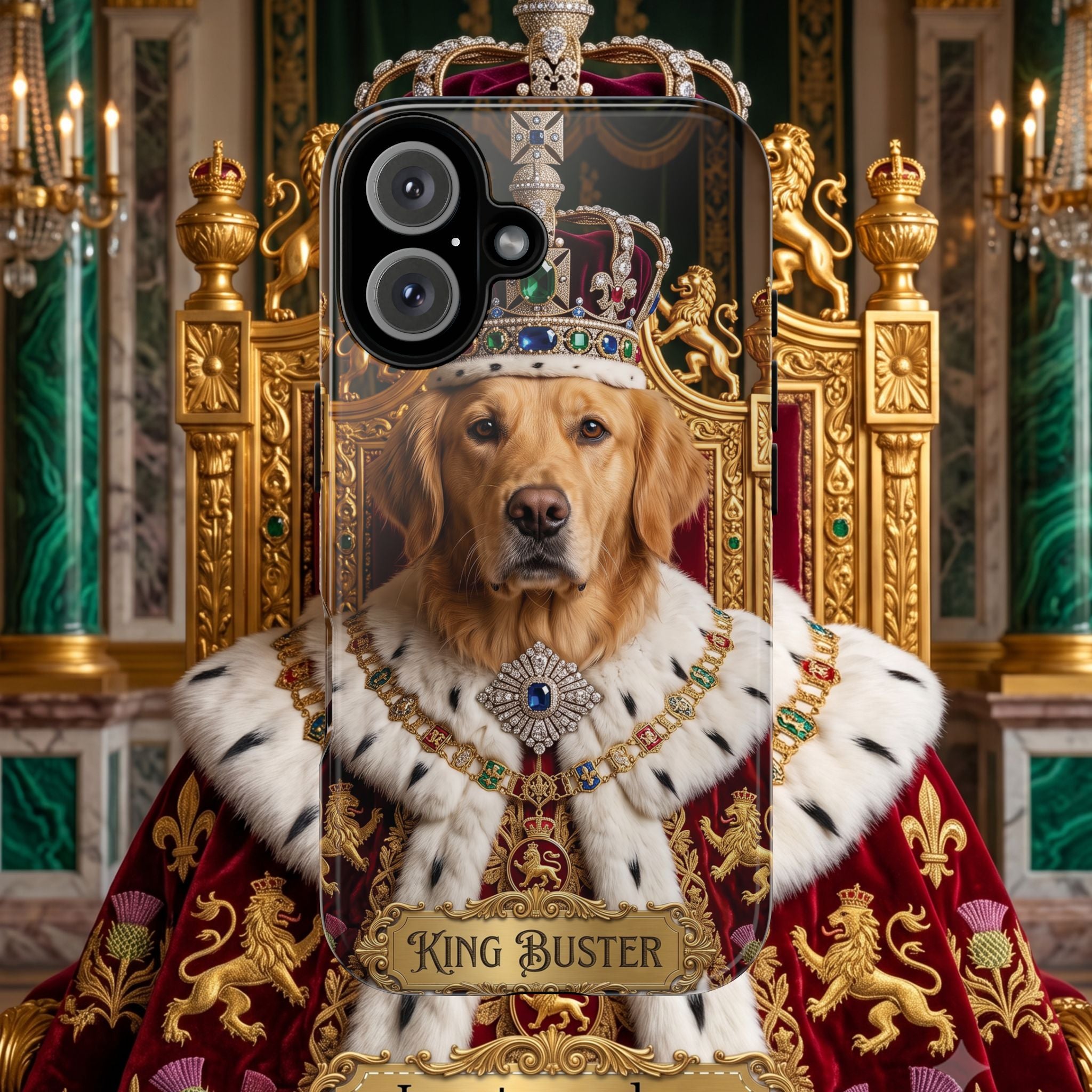 Custom Dog Portrait Phone Case | "King Buster" Regal Golden Retriever Protective Case