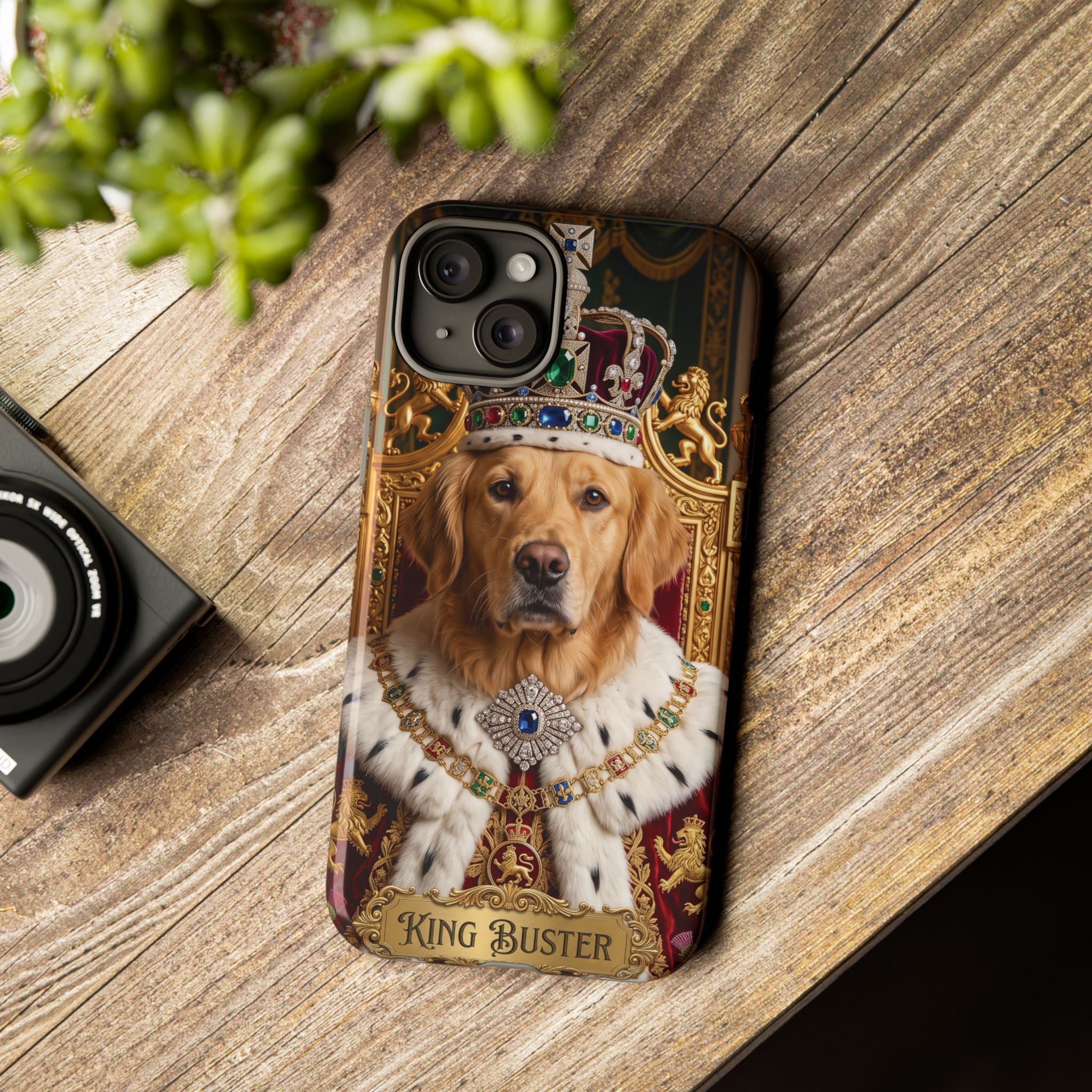 Custom Dog Portrait Phone Case | "King Buster" Regal Golden Retriever Protective Case