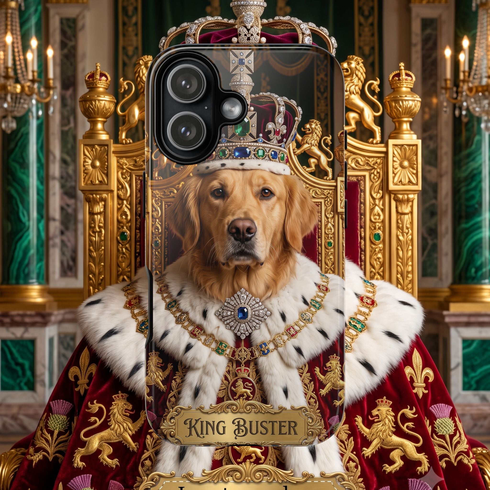 Custom Dog Portrait Phone Case | "King Buster" Regal Golden Retriever Protective Case