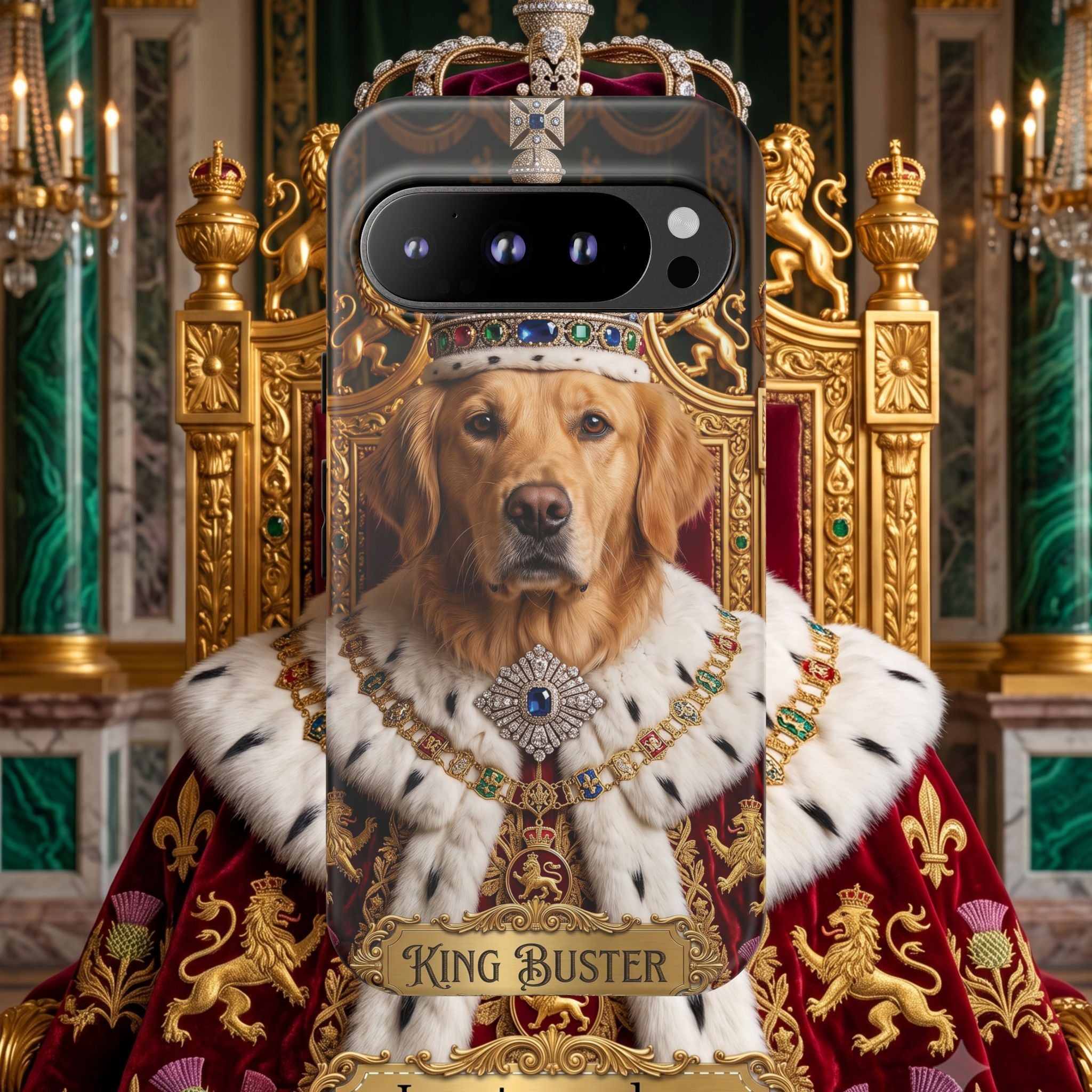 Custom Dog Portrait Phone Case | "King Buster" Regal Golden Retriever Protective Case