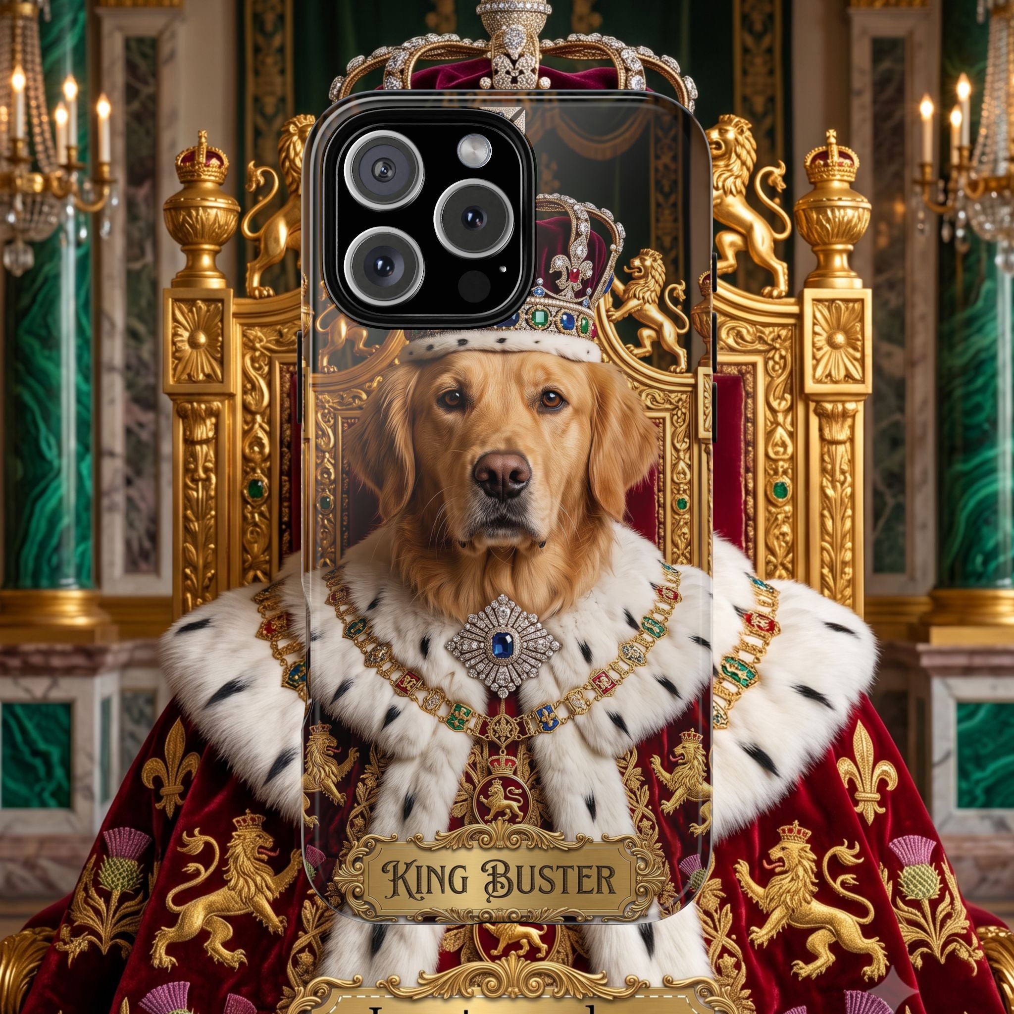 Custom Dog Portrait Phone Case | "King Buster" Regal Golden Retriever Protective Case