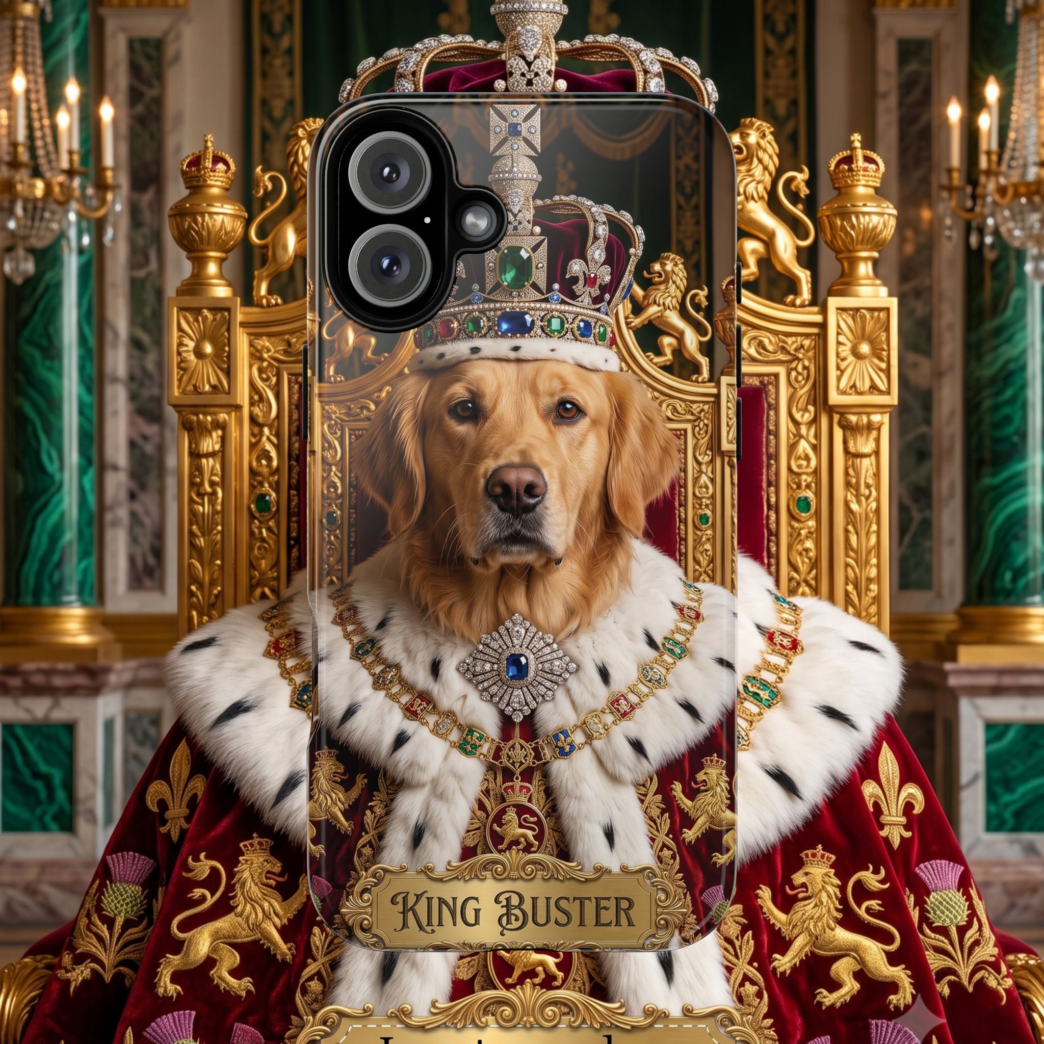 Custom Dog Portrait Phone Case | "King Buster" Regal Golden Retriever Protective Case