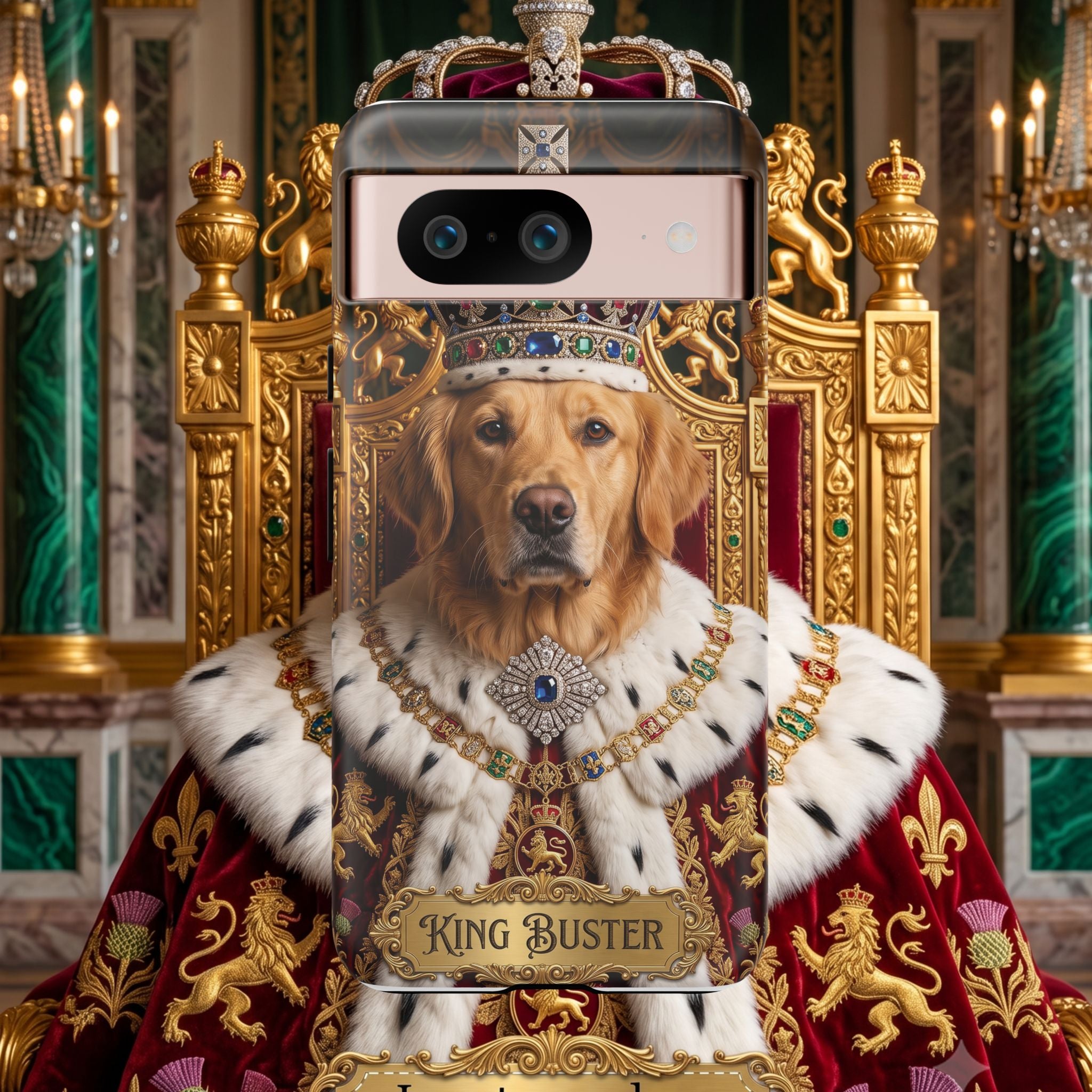 Custom Dog Portrait Phone Case | "King Buster" Regal Golden Retriever Protective Case