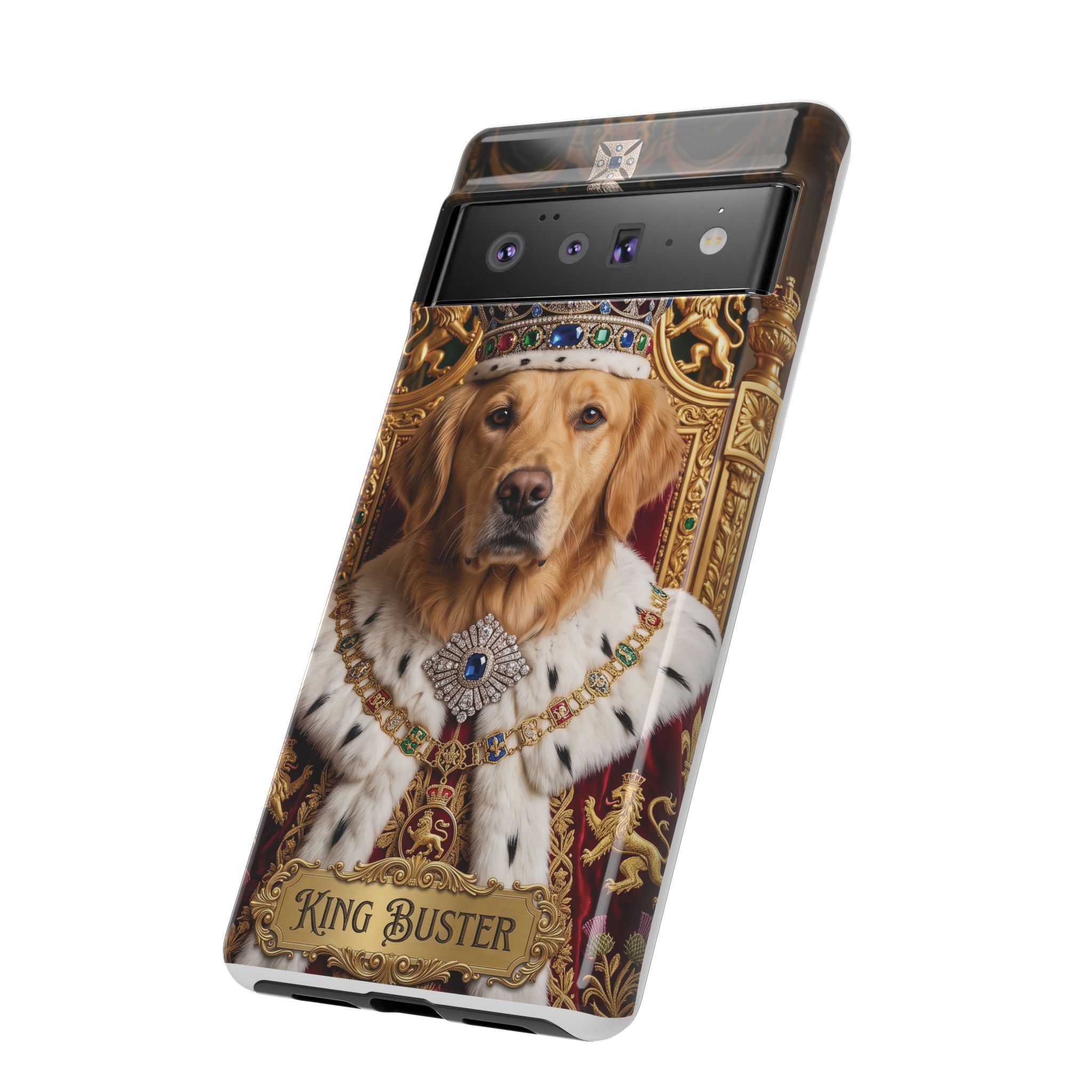 Custom Dog Portrait Phone Case | "King Buster" Regal Golden Retriever Protective Case