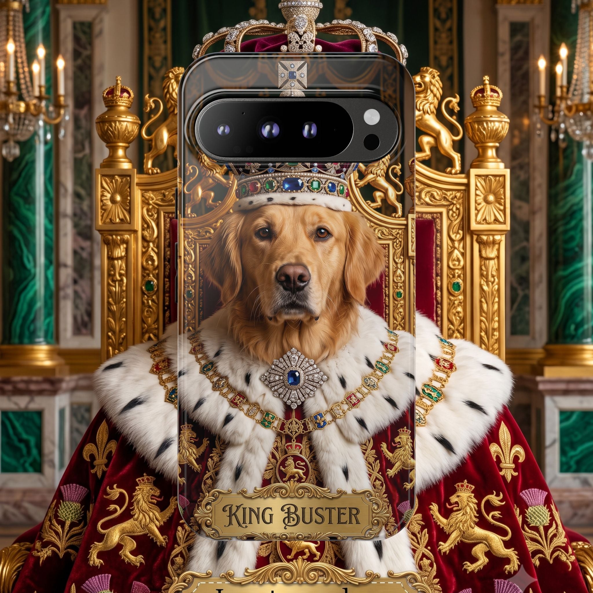 Custom Dog Portrait Phone Case | "King Buster" Regal Golden Retriever Protective Case