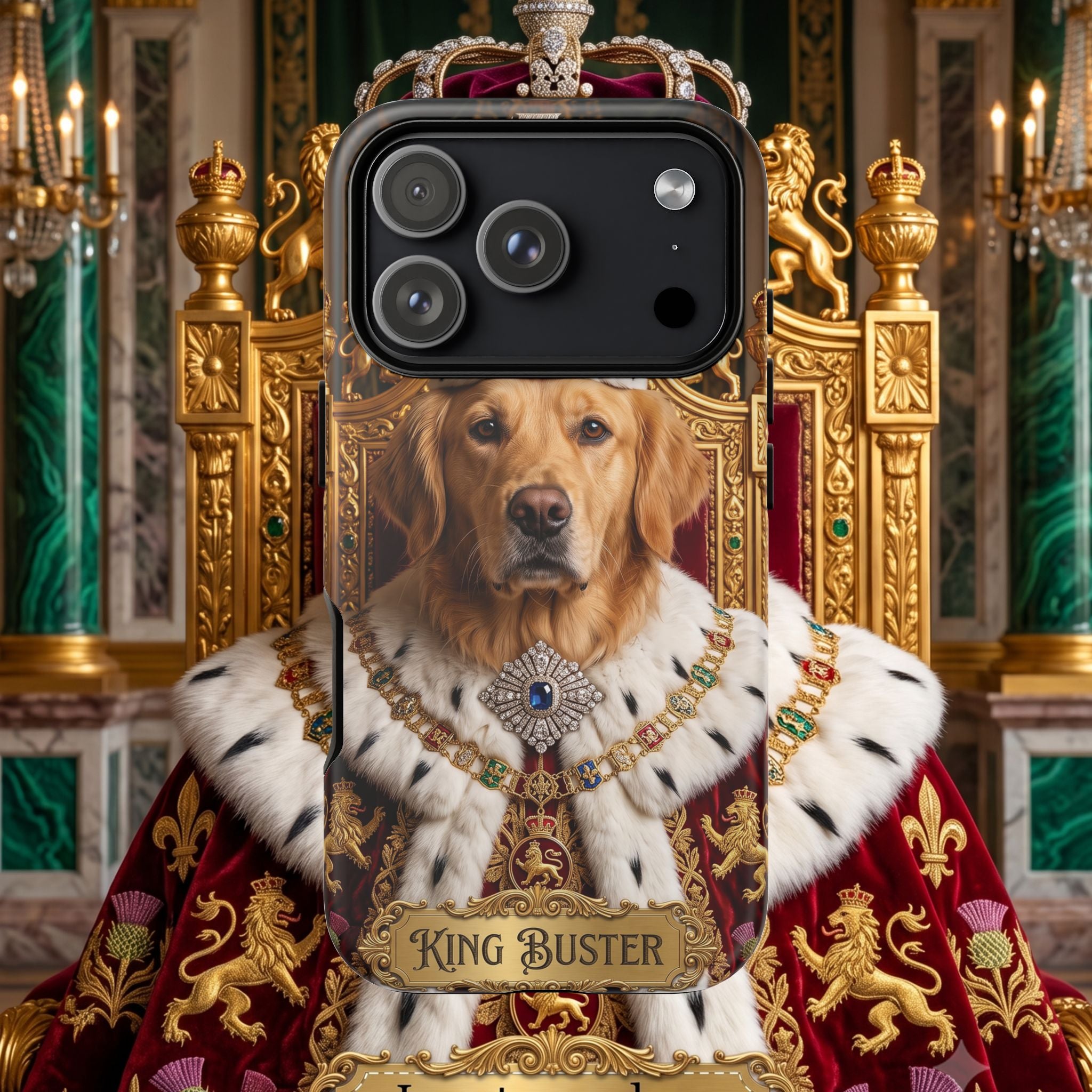 Custom Dog Portrait Phone Case | "King Buster" Regal Golden Retriever Protective Case