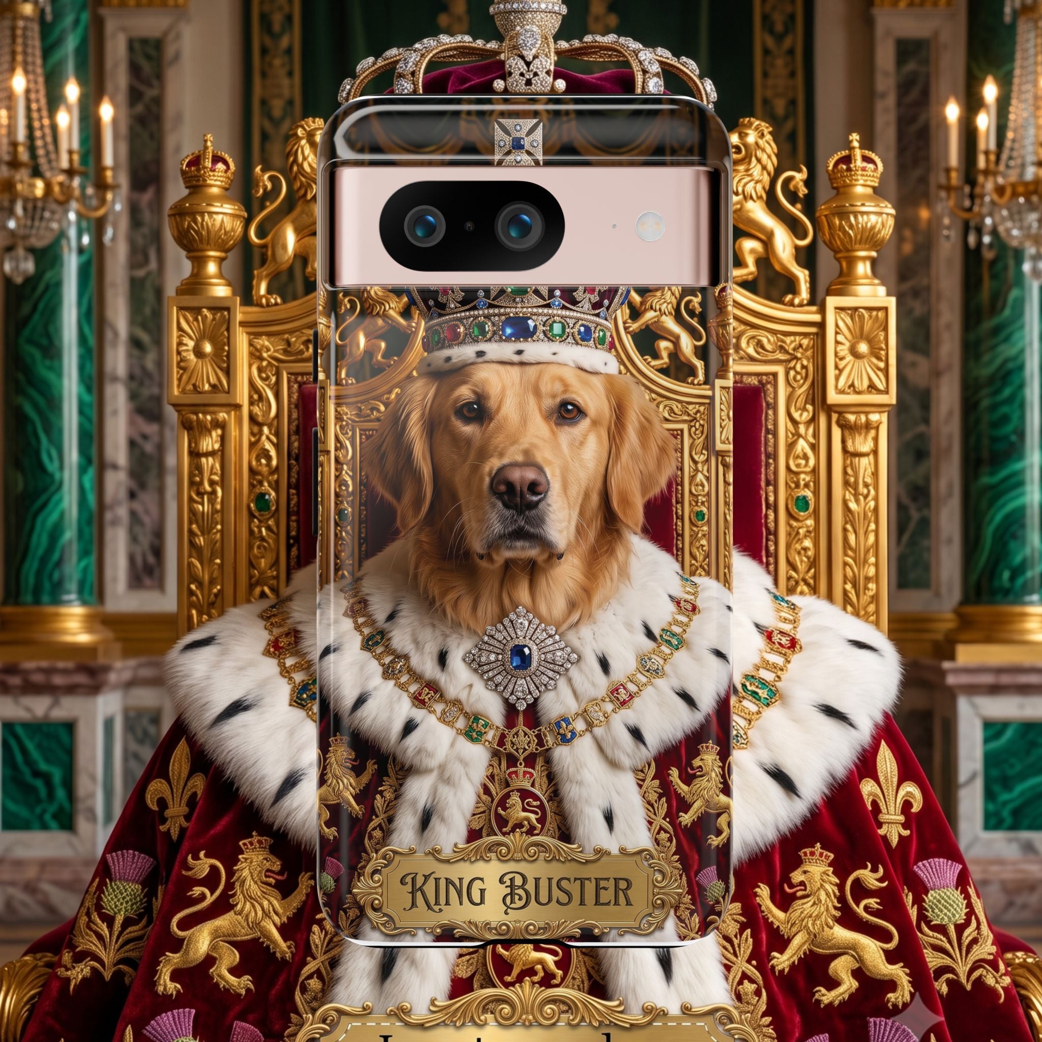 Custom Dog Portrait Phone Case | "King Buster" Regal Golden Retriever Protective Case