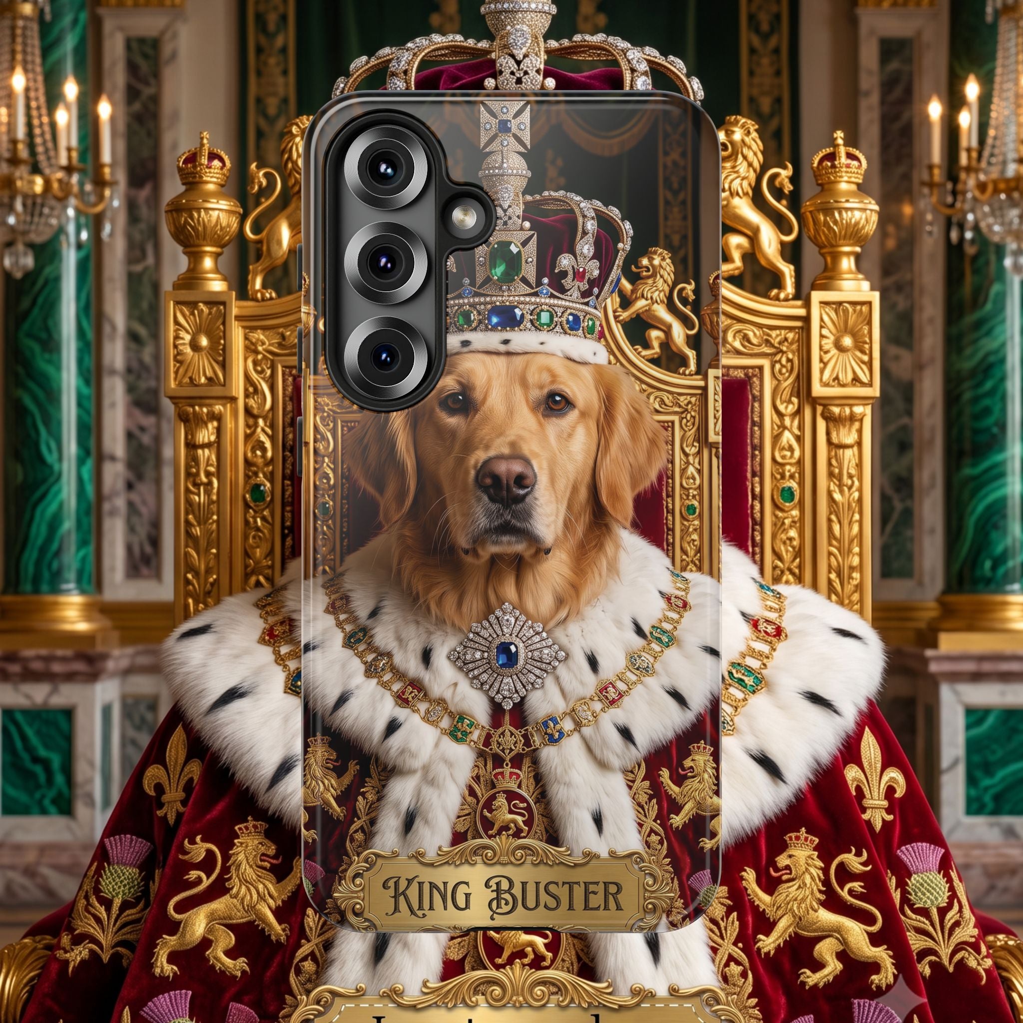 Custom Dog Portrait Phone Case | "King Buster" Regal Golden Retriever Protective Case