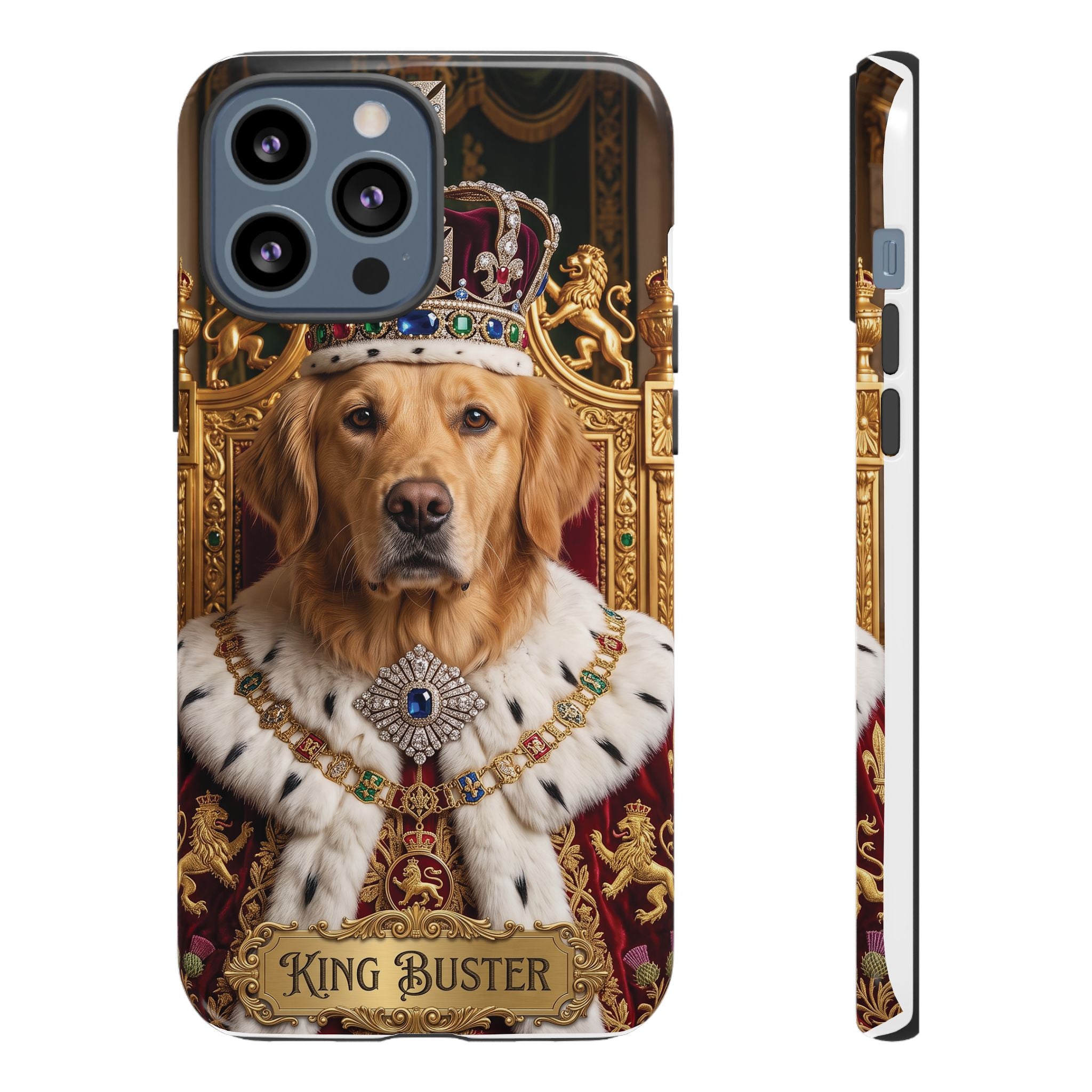 Custom Dog Portrait Phone Case | "King Buster" Regal Golden Retriever Protective Case