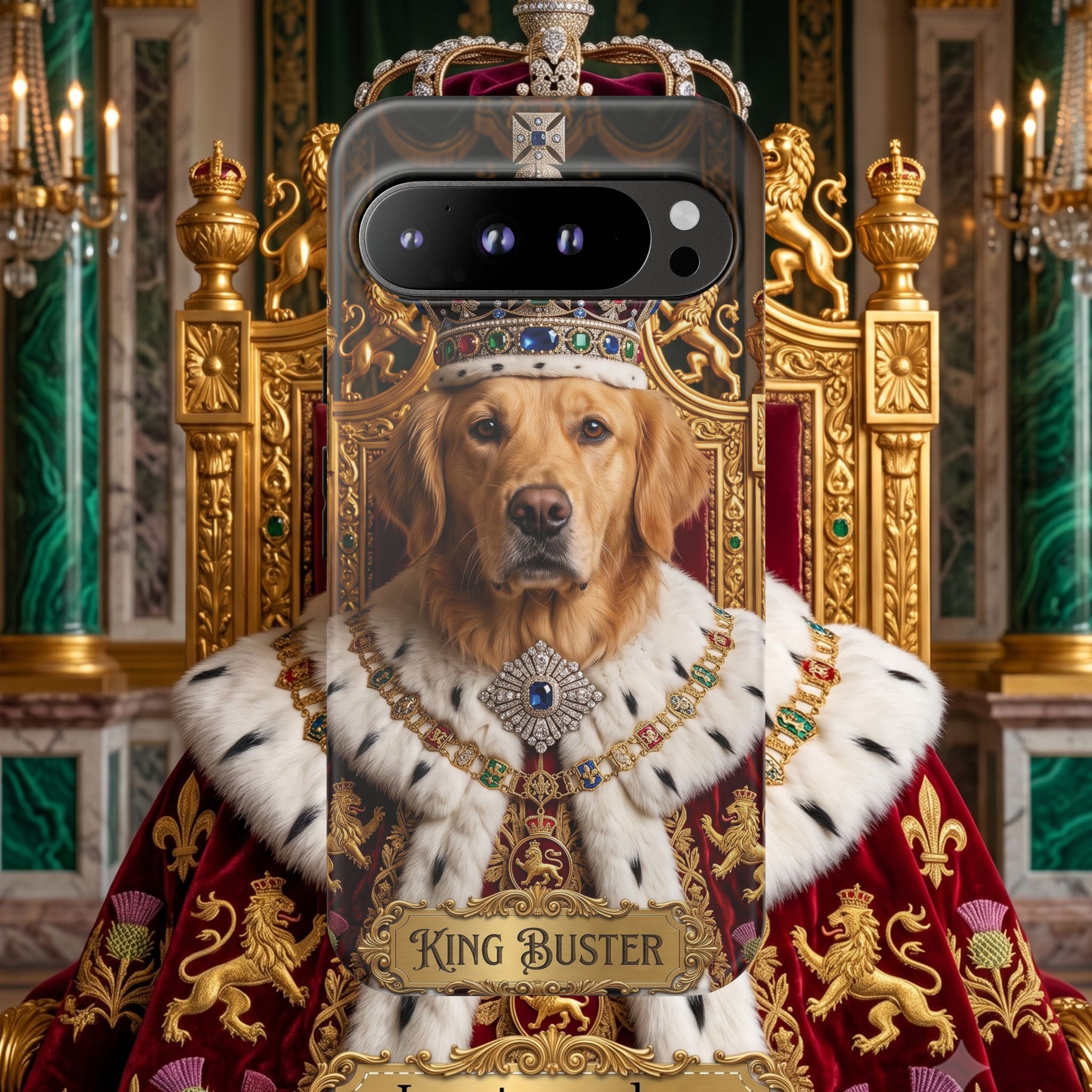 Custom Dog Portrait Phone Case | "King Buster" Regal Golden Retriever Protective Case