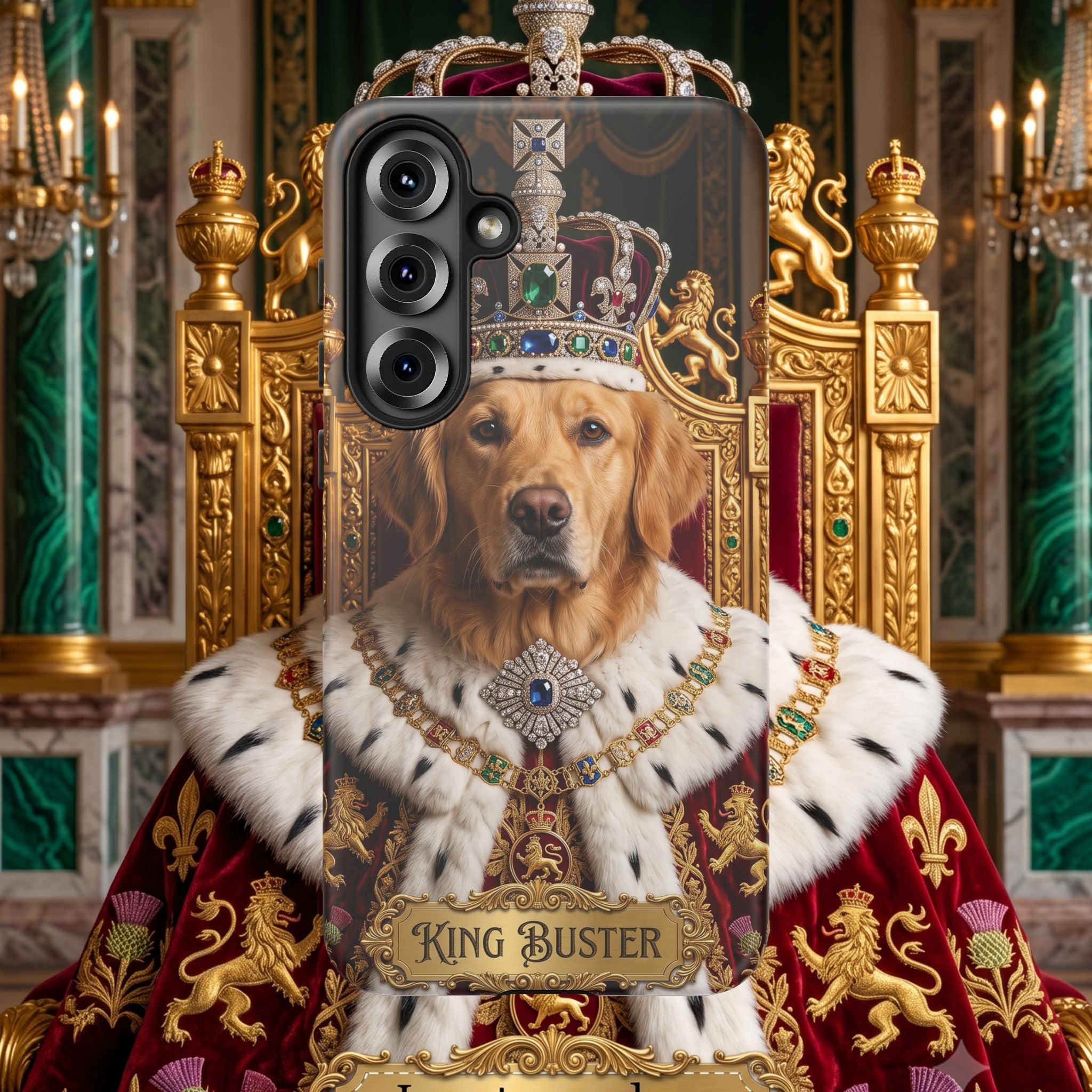 Custom Dog Portrait Phone Case | "King Buster" Regal Golden Retriever Protective Case