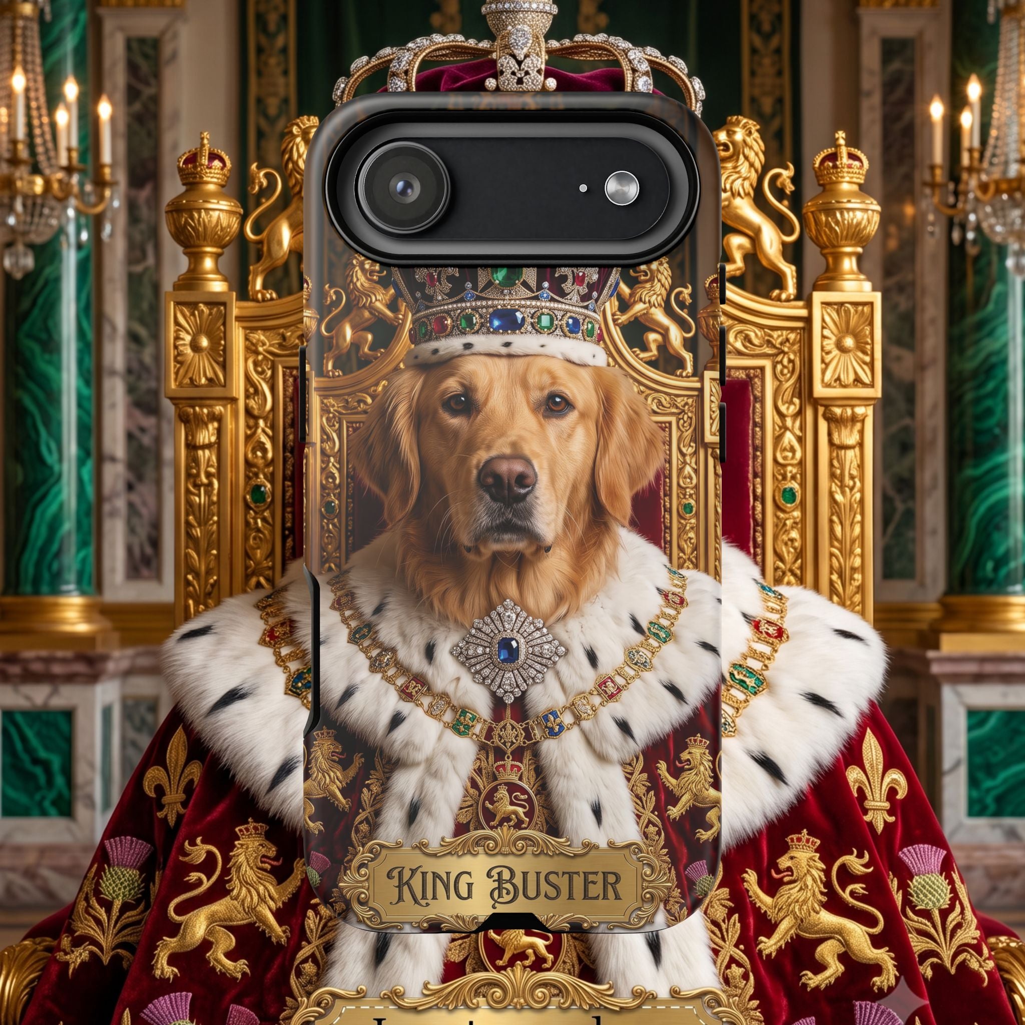 Custom Dog Portrait Phone Case | "King Buster" Regal Golden Retriever Protective Case