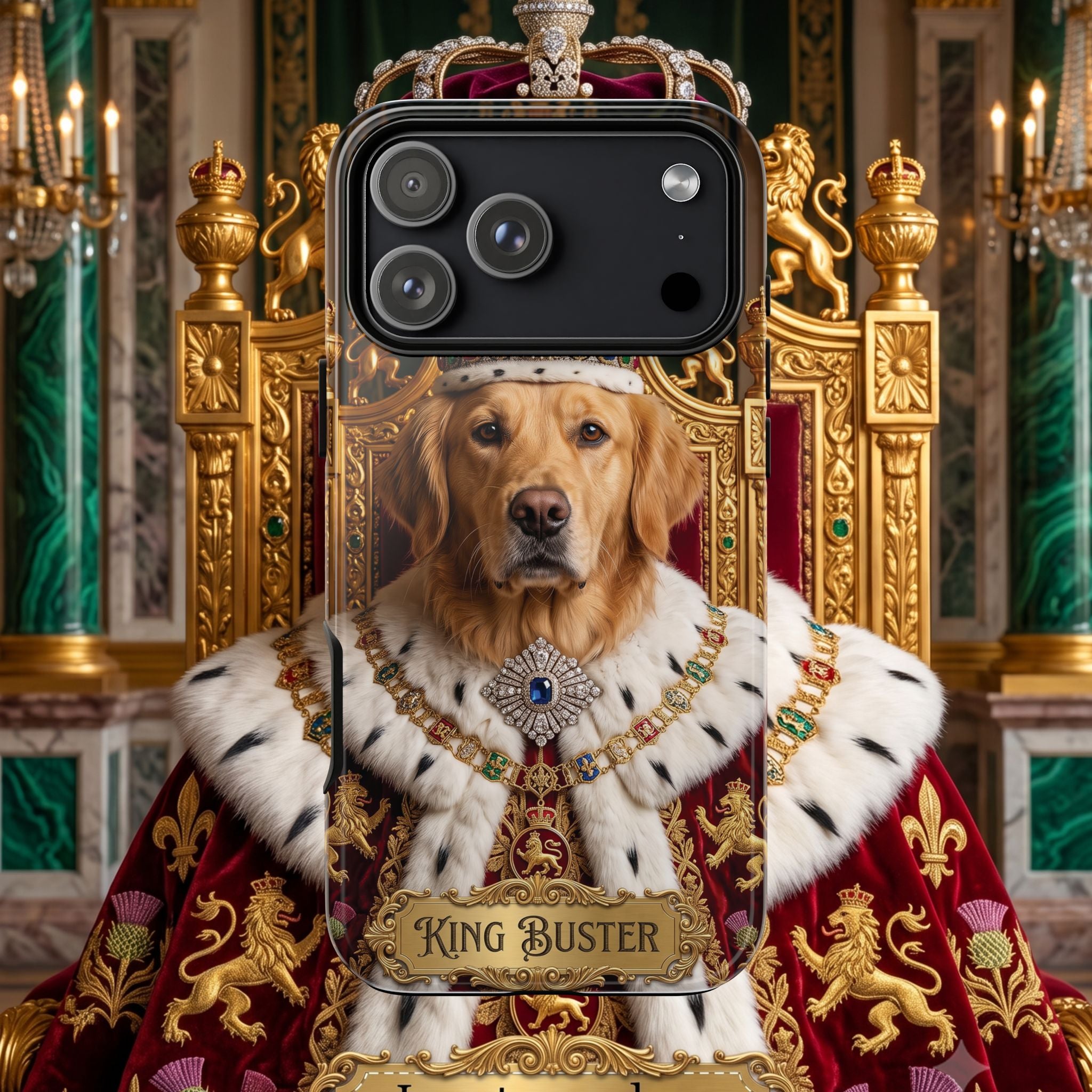 Custom Dog Portrait Phone Case | "King Buster" Regal Golden Retriever Protective Case