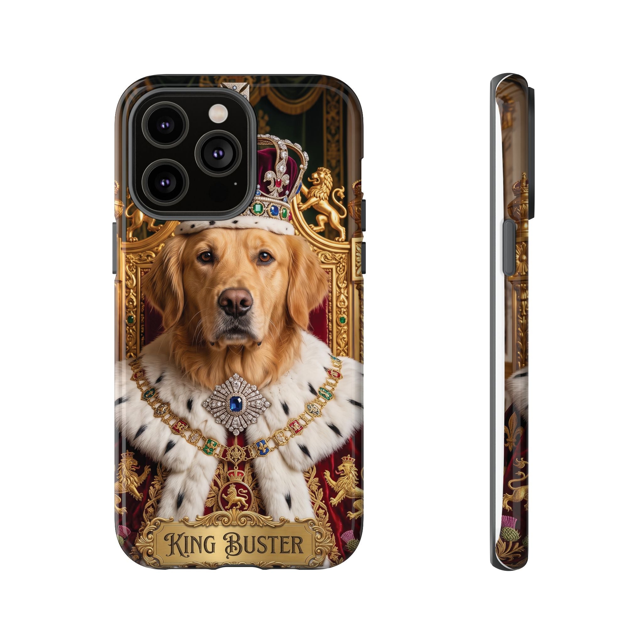 Custom Dog Portrait Phone Case | "King Buster" Regal Golden Retriever Protective Case