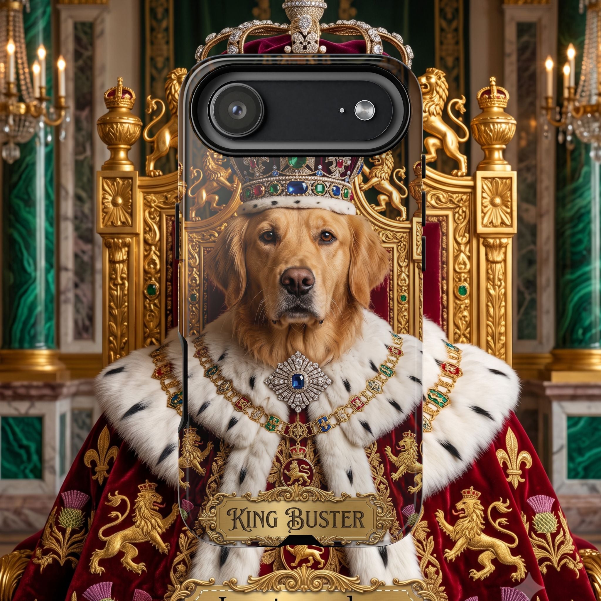 Custom Dog Portrait Phone Case | "King Buster" Regal Golden Retriever Protective Case