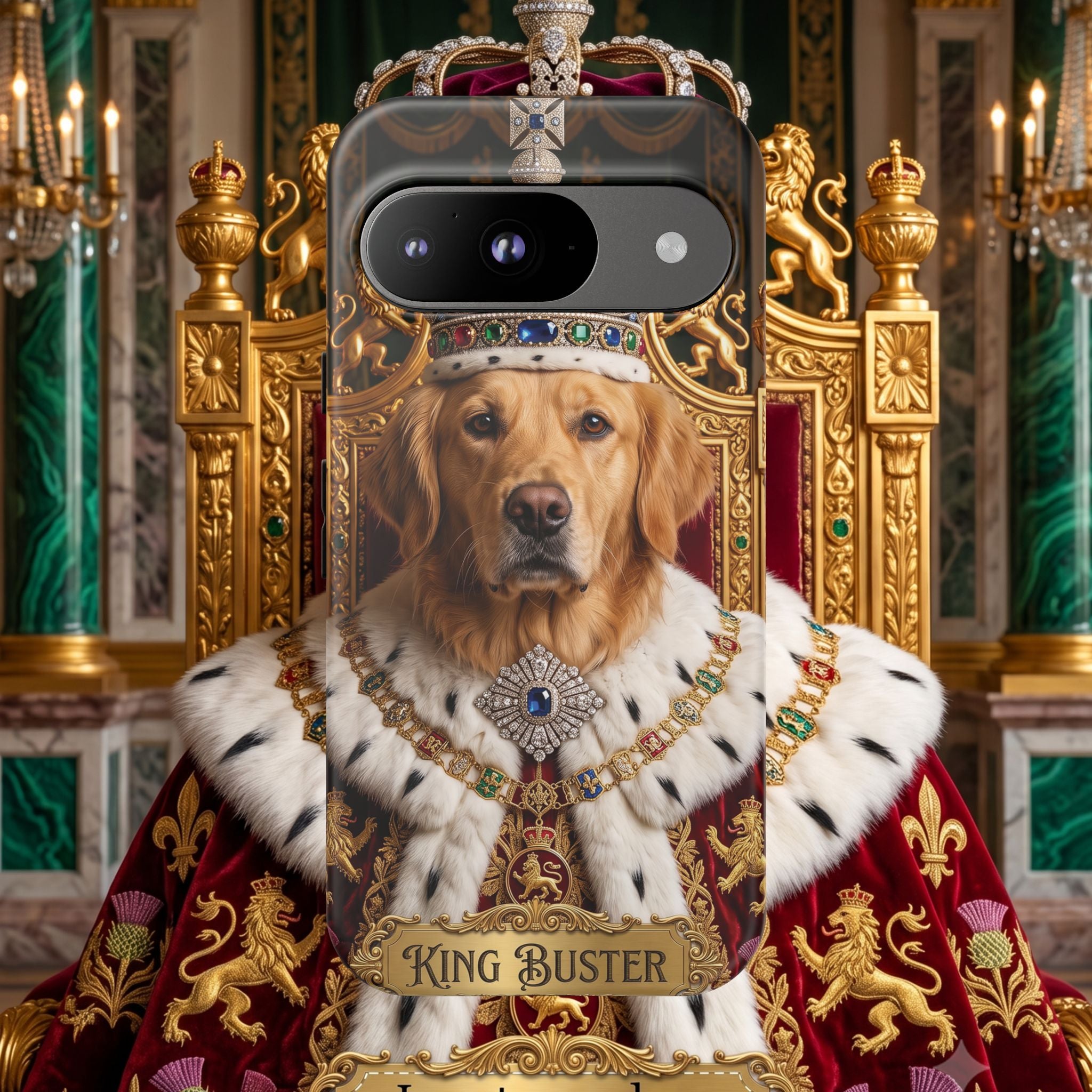 Custom Dog Portrait Phone Case | "King Buster" Regal Golden Retriever Protective Case