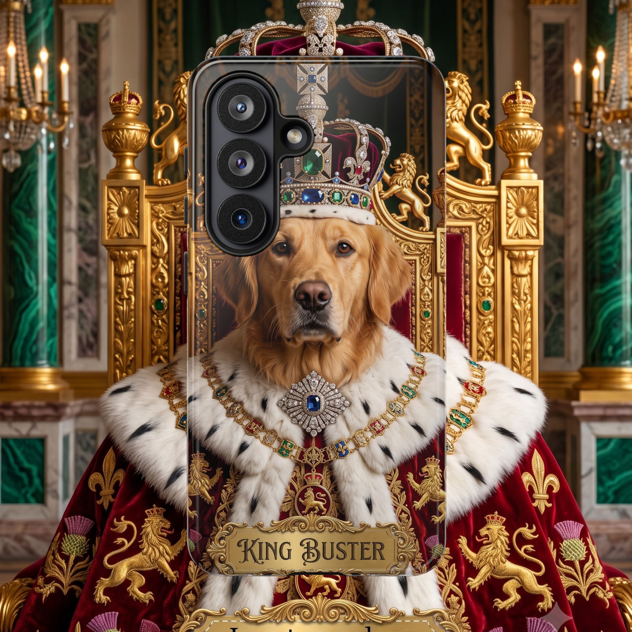 Custom Dog Portrait Phone Case | "King Buster" Regal Golden Retriever Protective Case