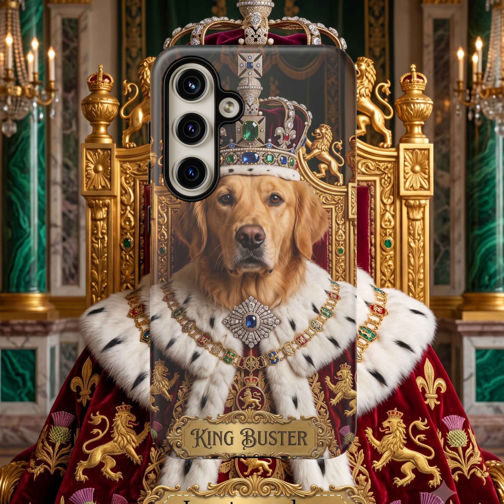 Custom Dog Portrait Phone Case | "King Buster" Regal Golden Retriever Protective Case