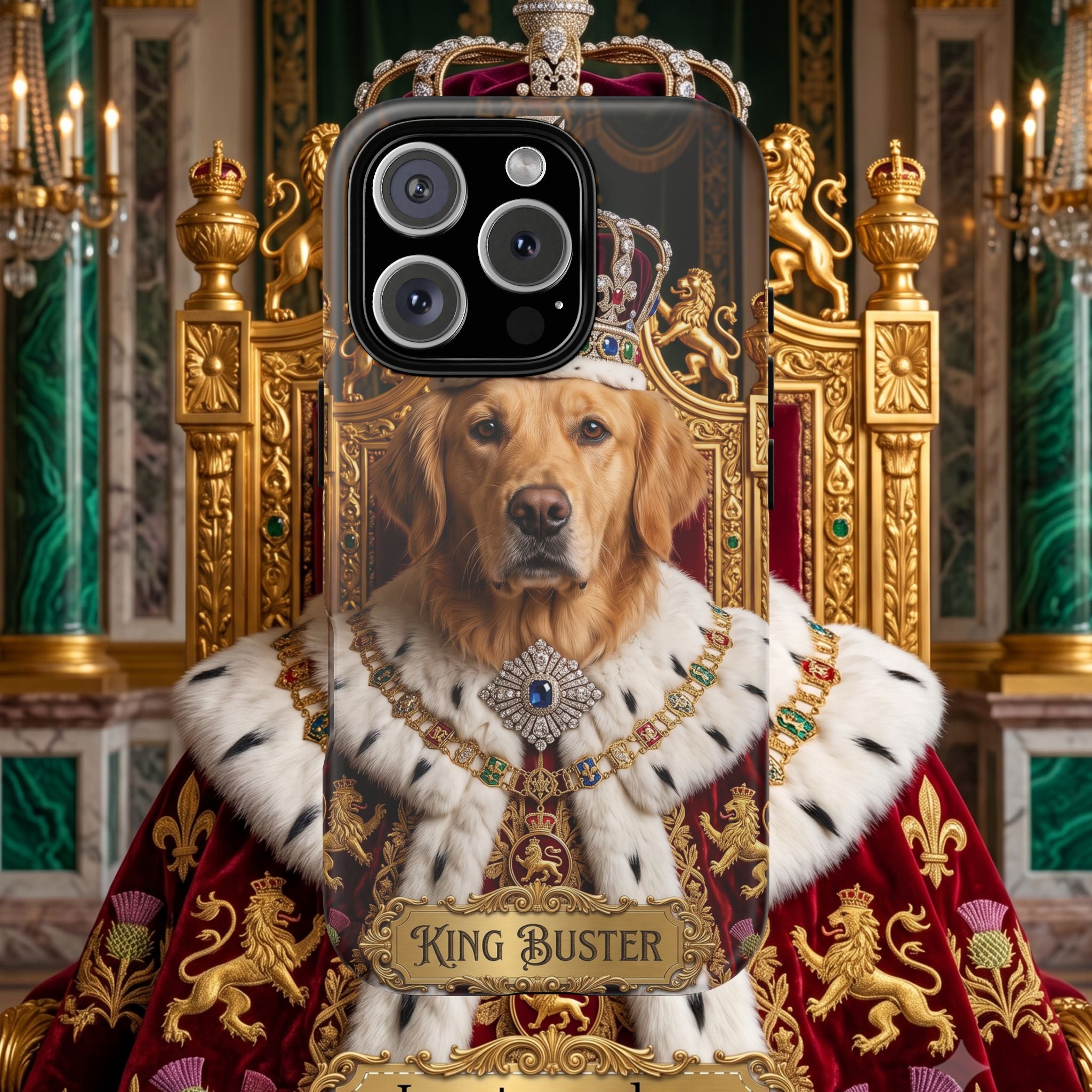 Custom Dog Portrait Phone Case | "King Buster" Regal Golden Retriever Protective Case